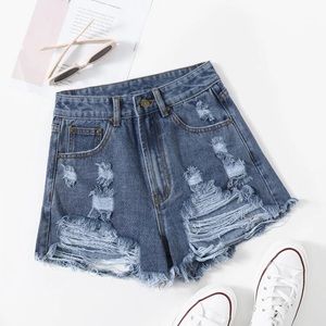 Ripped Raw Hem High Waisted Denim Shorts - brand new, never worn